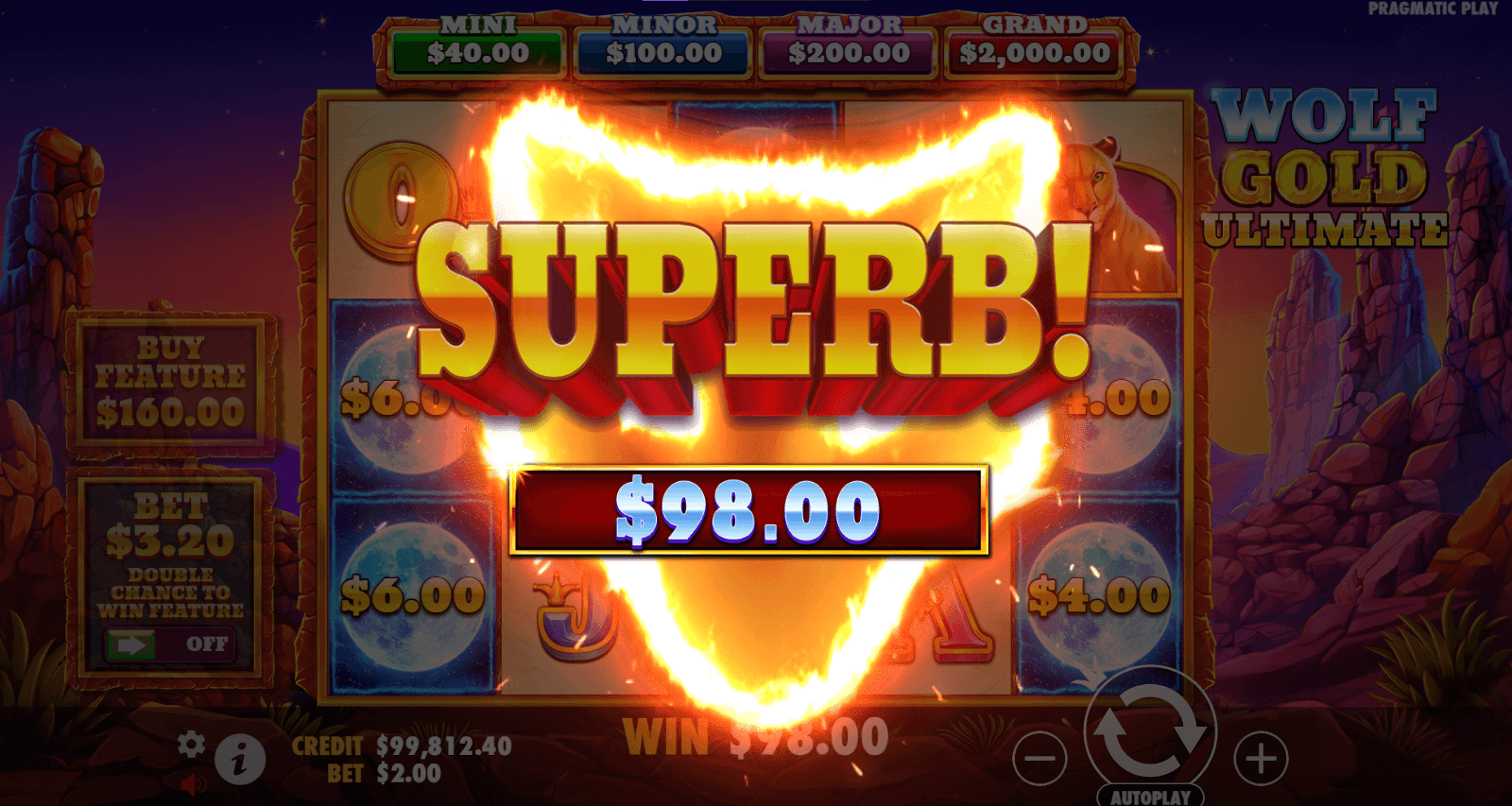 Wolf Gold Ultimate Superb Win Screen